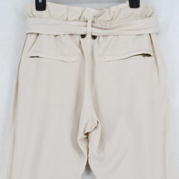 Pam & Gela Pants Women High-Waisted Utility Pocket Belted Cropped Paperbag Pants - Picture 6 of 7